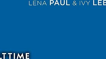 lena paul and ivy lebelle dive into passionate tattooed brunette lesbian licking on big natural tits