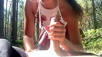 Come on, suck my cock deep like a young whore in this public forest adventure!