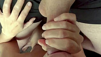 Petite Brunette Teen Sucks Huge Cock In POV With Explosive Cumshot Close-Up