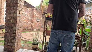 Hey, my cuckold friend shares his wife for quick outdoor fuck with double vaginal creampie