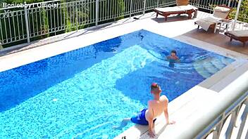 Mona Blue Fucks Guy In Outdoor Pool With Deepthroat And Cumshot