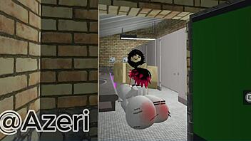 Casual-Narrative Me follo a mi amiga with big ass and monster cock in public bathroom for outdoor prostitute cum action in roblox 2.