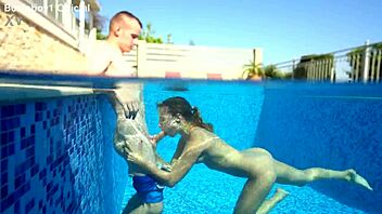 Mona Blue Fucks Guy In Outdoor Pool With Deepthroat And Cumshot