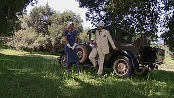 natasha marley gets fucked outdoors in heels stockings and fishnets with monster cock