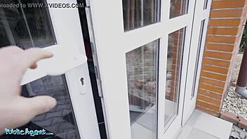 Train station smoker flashes tits to dodge fine then rides big cock in public cowgirl style