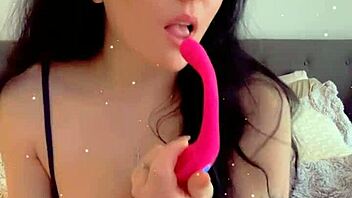 She plays with her dildo intensely until reaching a powerful climax