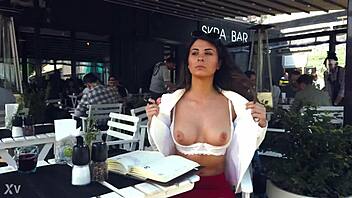 adult video game lets you control girl flashing upskirt in transparent lingerie and pantyhose at office