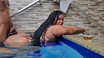 Did this sexy BBW chubby Latina drink all my cum by the poolside?