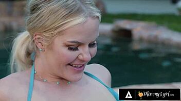 Pawg milf Slimthick Vic enjoys pool day with busty young woman Nicole Doshi in lesbian action