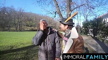 Mia trejsi craves double cock pounding in outdoor hairy pussy vibrator action