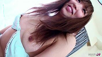 Petite japanese teen with small tits gets picked up for uncensored pov jav fuck! She takes deep creampie after rough doggystyle and blowjob.