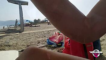 nippleringlover naughty mom flashes pierced pussy and nipples at public beach in wild compilation