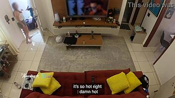 hot wife thay ksada gets recognized by the delivery man and lets him suck her big natural tits on the living room sofa with english subtitles teaser