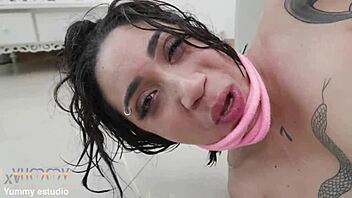 pornstar eva perez gets caught by 4 guys who dominate her in hardcore anal fucking with double penetration, rimjob, footjob, gaping, monster cock interracial action, brunette natural tits latina swallowing pee