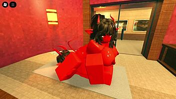 demon girl tempts with her slick oiled curves in steamy sauna session roblox