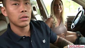 Big Tits Blonde Cougar Picks Up College Guy For Fucking