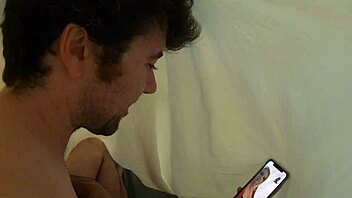 stepmom assists stepson with release in the bathroom for a natural homemade moment