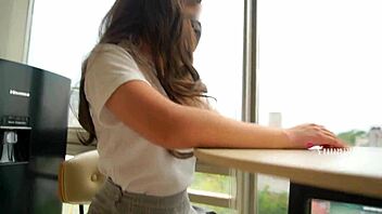 i totally destroyed my little mexican student with long hair in uniform for some extra points on her grade - homemade