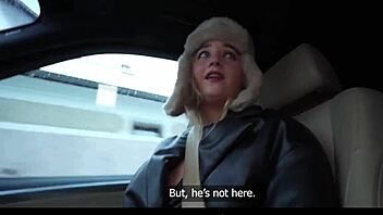 Hey hot blonde, why are you flashing those sexy tits at the bus stop in lingerie?