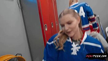 I love how this big ass teen 18+ seduces the cameraman with outdoor blowjob in locker room