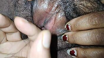 Desi Bhabi Gently Cleans Her Hairy Pussy Area