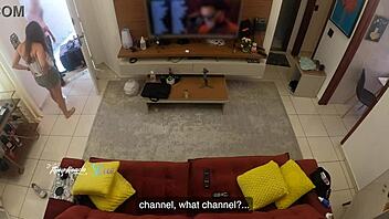 hot wife thay ksada gets recognized by the delivery man and lets him suck her big natural tits on the living room sofa with english subtitles teaser