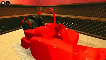 demon girl tempts with her slick oiled curves in steamy sauna session roblox