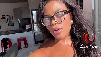 Squirting Ebony Latina Teases Sexy Ass with Toys in Solo Masturbation Session