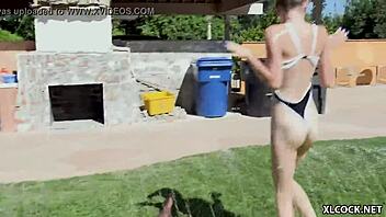 Adorably innocent tiny 18+ blonde Kate Bloom gets her hole plowed by massive cock outdoors