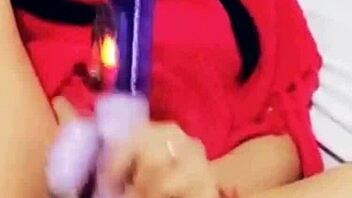 Amateur latina beauty rides dildo to squirting pleasure in homemade solo session