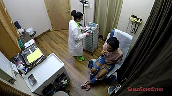 Patient Jackies Banes Undergoes Yearly Gyno Exam by Nurse Lilith Rose on Hidden Camera