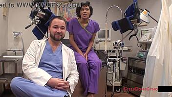 Patient Jackies Banes Undergoes Yearly Gyno Exam by Nurse Lilith Rose on Hidden Camera