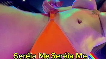 Massive Brazilian tits oiled up with huge nipples