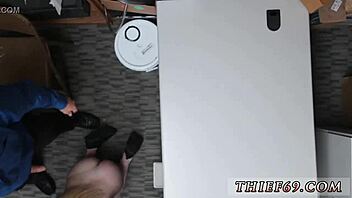 The cop caught the petite blonde teen attempting theft and used handcuffs during their intense encounter in uniform