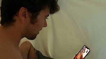 stepmom assists stepson with release in the bathroom for a natural homemade moment