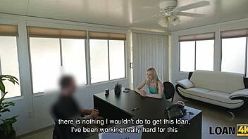 pretty blonde allie rae offers her body to loan agent for cash in casting interview