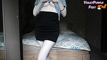 Virgin student spreads her tight shaved pussy acrobatically after school for a shaking wet orgasm close-up