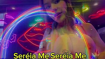 Massive Brazilian tits oiled up with huge nipples