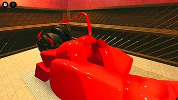 demon girl tempts with her slick oiled curves in steamy sauna session roblox