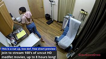 Patient Jackies Banes Undergoes Yearly Gyno Exam by Nurse Lilith Rose on Hidden Camera