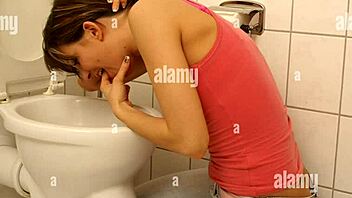 hey, check out this girl puking in the bathroom