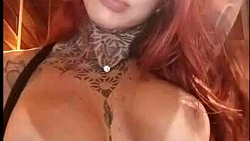 sexy redhead brazilian teases fans online with her big natural tits yet hides brunette side