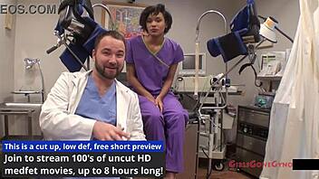 Patient Jackies Banes Undergoes Yearly Gyno Exam by Nurse Lilith Rose on Hidden Camera