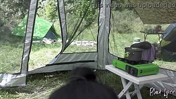 risky camping blowjob while nobody sees