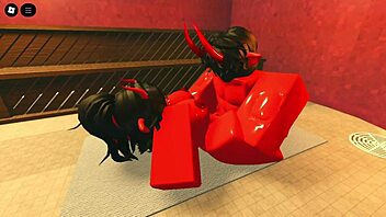 demon girl tempts with her slick oiled curves in steamy sauna session roblox