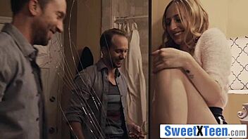 Can you handle this hot teen's ass getting fucked wildly in a steamy bathroom party scene