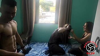 I took a hard ass slapping to the face followed by intense spanking from a bound dominant blonde milf with her thick cock ready.