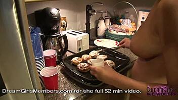 Naked Kitchen Fun With Raquel's Big Tits