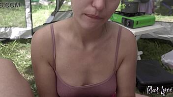 risky camping blowjob while nobody sees