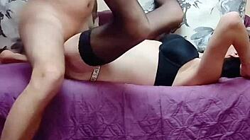 Amateur wife poses in stockings with big tits squirting during homemade filming